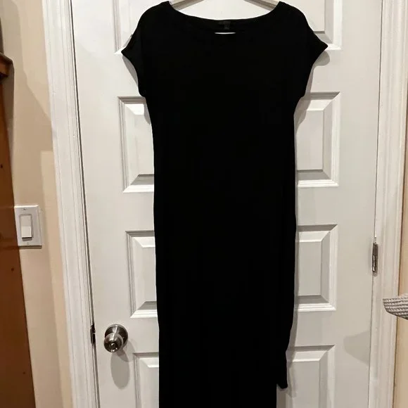 COS black cotton dress with draped "cape" - Picture 2 of 4